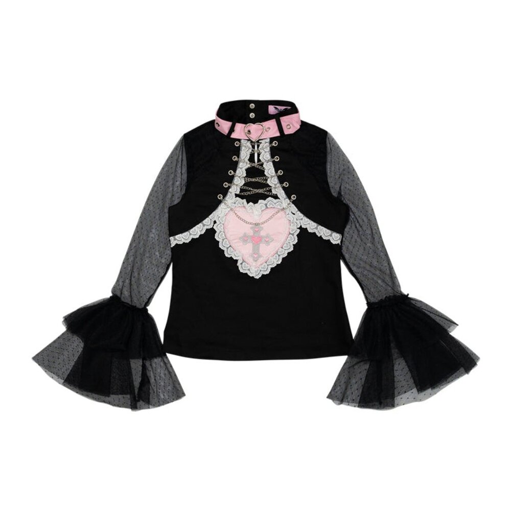 NEW ACDC RAG X Pinktaho Kiss Kill Lolita Black Long Sleeve Top